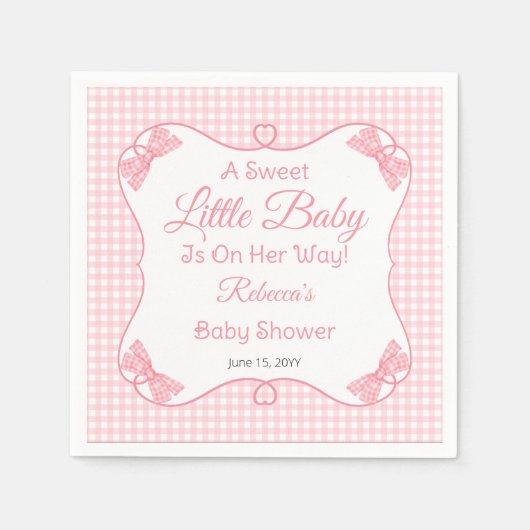 A Sweet Little Baby Pink Bows Girl Baby Shower Serviette (Vorderseite)