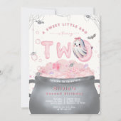 A Sweet Little Boo Is Turning Two Pink Birthday Einladung (Vorderseite)