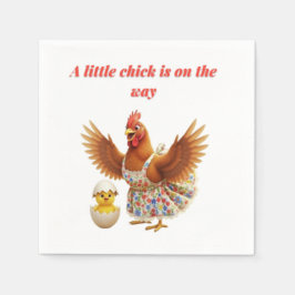A Sweet Little chick is On The Way baby shower Serviette
