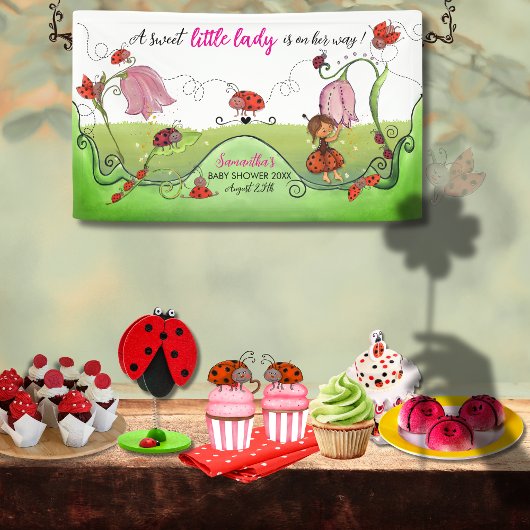 A Sweet Little Lady Ladybug Baby Shower Banner