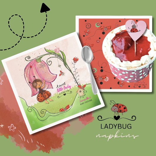 A Sweet Little Lady Ladybug Baby Shower Napkins Serviette