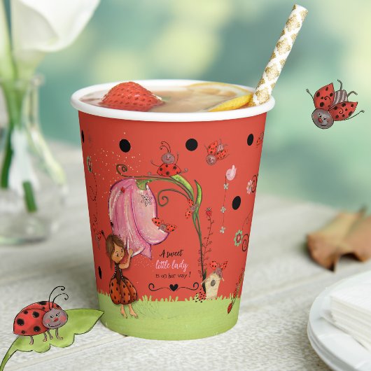 A Sweet Little Lady Ladybug Baby Shower Paper Cups Pappbecher