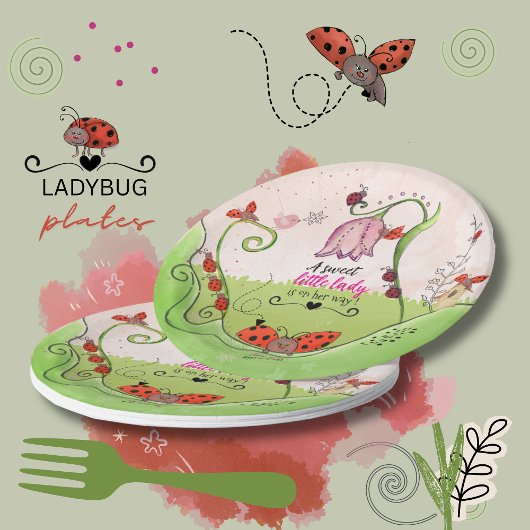 A Sweet Little Lady Ladybug Baby Shower Paper Plat Pappteller