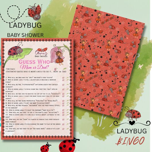 A Sweet Little Lady Ladybug Guess Who Game Card Einladung