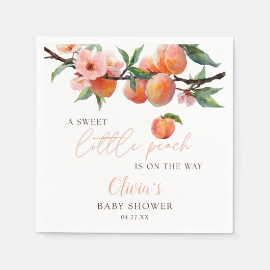 A Sweet Little Peach Baby Shower Serviette (Vorderseite)