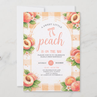 A Sweet Little Peach Birthday Invitation Einladung