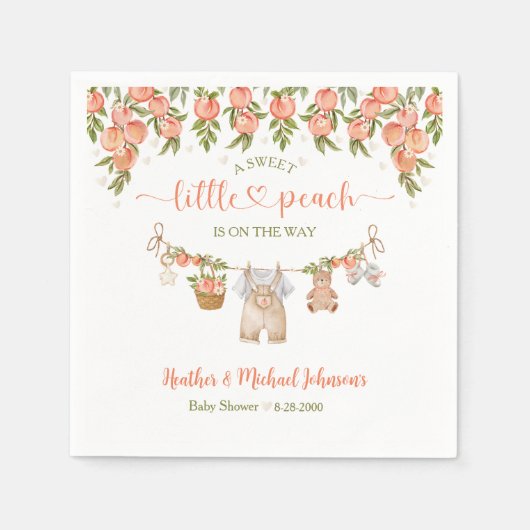 A Sweet Little Peach Clothesline Boy Baby Shower Serviette (Vorderseite)