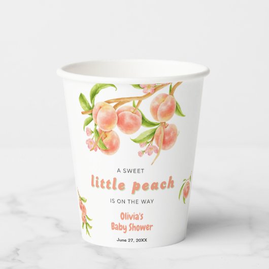 A Sweet Little Peach Fruit Baby Shower  Pappbecher (Vorderseite)