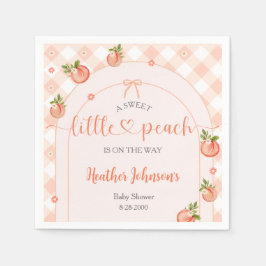 A Sweet Little Peach Gingham Baby Shower Serviette