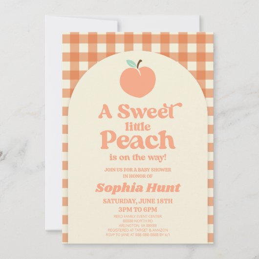 A Sweet Little Peach Is On The Way! Baby Shower Einladung (Vorderseite)
