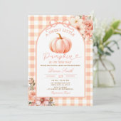A Sweet Little Pumpkin Baby Shower Fall Autumn Einladung (Stehend Vorderseite)