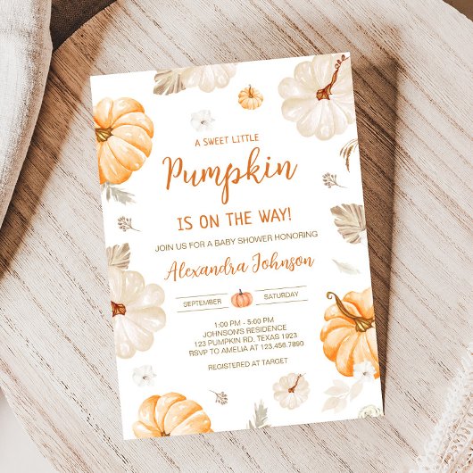 A Sweet Little Pumpkin Fall Baby Shower Einladung