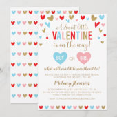 A Sweet little VALENTINE Gender Reveal Einladung (Vorne/Hinten)