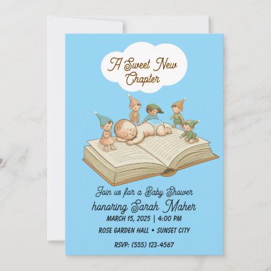 A Sweet New Chapter Storybook Baby Shower Invitati Einladung (Vorderseite)
