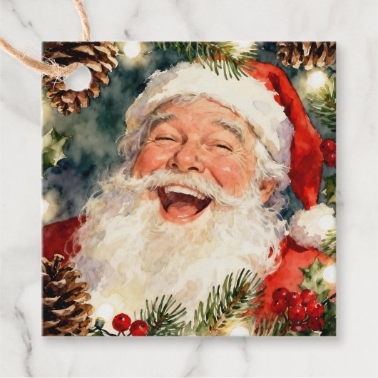 A Sweet Old-Fashioned Santa | Vintage Christmas Geschenkanhänger (Vorderseite)