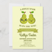 A Sweet Pair Is On The Way! Pear Twins Baby Shower Einladung (Vorderseite)