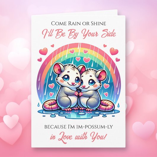 A Sweet Possum Themed Valentine's Day  Karte