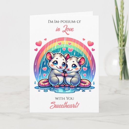 A Sweet Possum Themed Valentine's Day  Karte (Vorderseite)