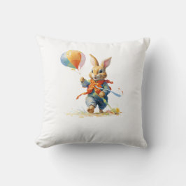 A SWEET RABBIT WITH BALLOONS Throw Pillow Kissen