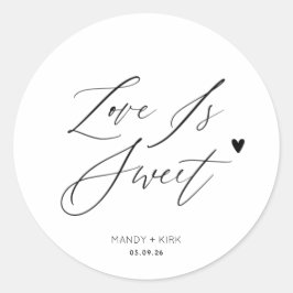 A Sweet Thank You Minimalist Wedding Sweet Favor  Runder Aufkleber