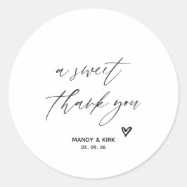 A Sweet Thank You Minimalist Wedding Sweet Favor  Runder Aufkleber