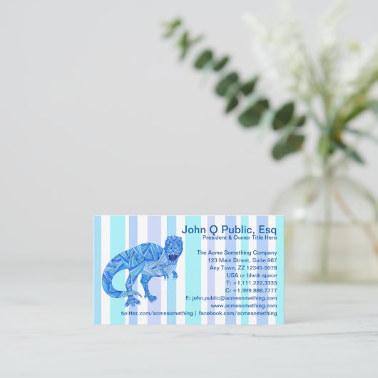 A T-Rex Dinosaurier farbenfrohe prähistorische Str Visitenkarte (Stehend Vorderseite)