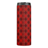 A tall travel mug with a vibrant red plaid pattern thermosbecher (Rückseite)