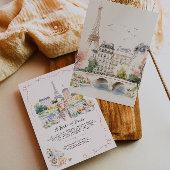 A Taste of Paris | Watercolor French Café Brunch Einladung