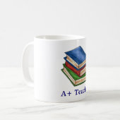 A+ Teacher Library Book Stack Teaching Bildung Kaffeetasse (Vorderseite Links)