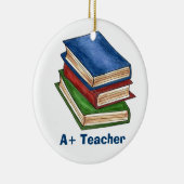 A+ Teacher Library Book Stack Teaching Librarian Keramikornament (Rechts)