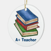 A+ Teacher Library Book Stack Teaching Librarian Keramikornament (Links)