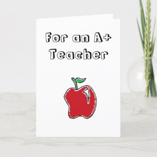 A+ Teacher Red Apple Cool School Cartoon Dankeskarte