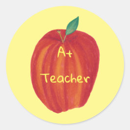 A+ Teacher Wasserfarbe Apple Aufkleber