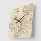 A Texan's Map of the United States (of Texas) Quadratische Wanduhr (Winkel)