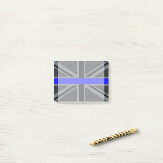 A Thin Blue Line Union Jack Post-it Klebezettel (Auf Schreibtisch)