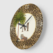 A Tiger Leopard Pattern Monogram Große Wanduhr (Winkel)