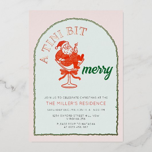 A Tini Bit Merry Christmas Cocktail Party Folieneinladung (Vorderseite)
