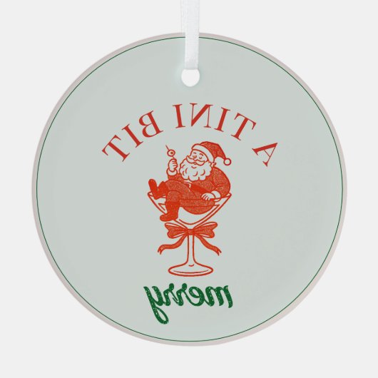 A Tini Bit Merry Christmas Santa Claus Ornament Aus Glas (Rückseite)