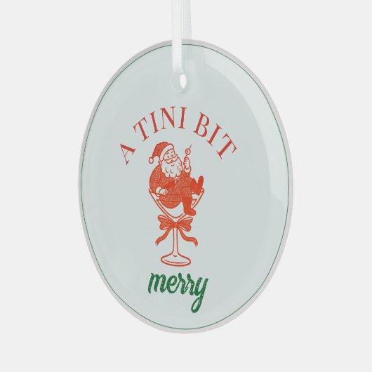 A Tini Bit Merry Christmas Santa Claus Ornament Aus Glas (Vorderseite links)