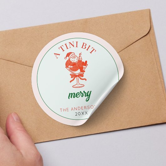 A Tini Bit Merry Christmas Santa Claus Runder Aufkleber