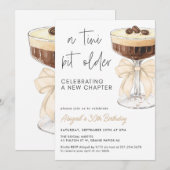 A Tini Bit Older - Beige Bow Espresso Martini Einladung (Vorne/Hinten)