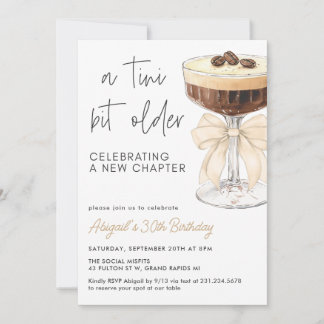 A Tini Bit Older - Beige Bow Espresso Martini Einladung
