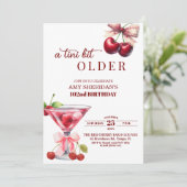 A Tini Bit Older Cherry Martini 102nd Birthday Einladung (Stehend Vorderseite)
