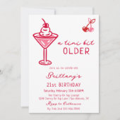 A Tini Bit Older Cherry Martini Milestone Birthday Einladung (Vorderseite)