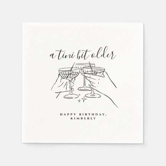 A Tini Bit Older Chic White Martini Birthday Party Serviette (Vorderseite)