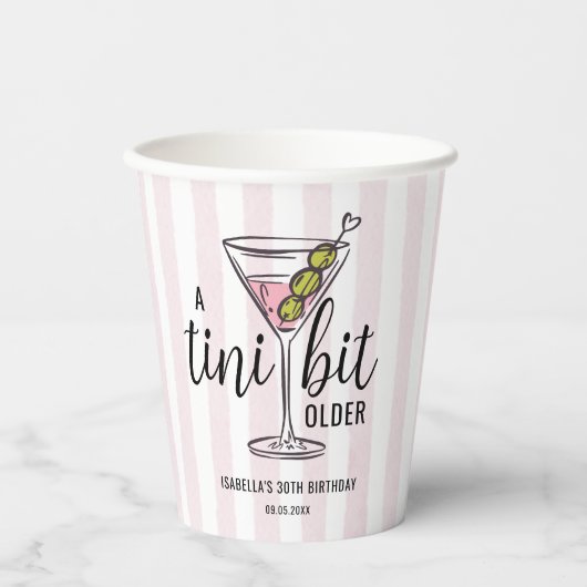A Tini Bit Older Cute Pink Martini Themed Birthday Pappbecher (Vorderseite)