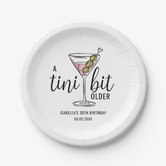 A Tini Bit Older Cute Pink Martini Themed Birthday Pappteller (Vorderseite)