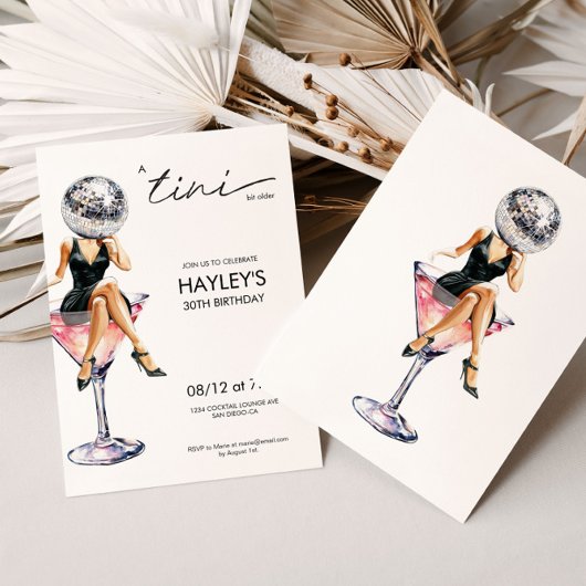 A Tini Bit Older Disco Martini Geburtstag Einladung