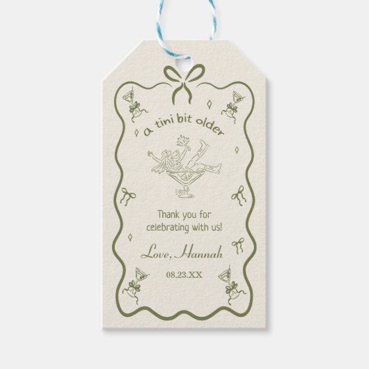 A Tini Bit Older Espresso Martini Birthday Thanks Geschenkanhänger (Vorderseite)