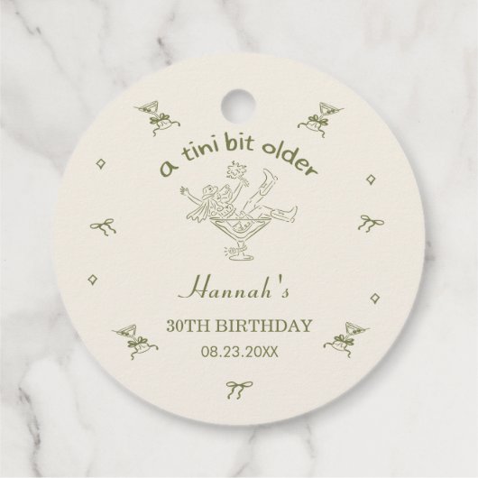 A Tini Bit Older Espresso Martini Bow Birthday Geschenkanhänger (Rückseite)